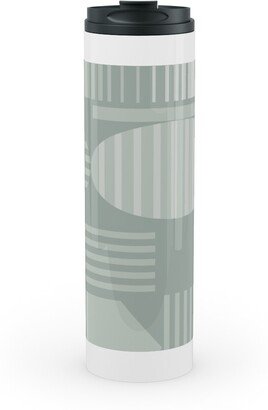 Travel Mugs: Ovals And Arrows - Neutral Sage Stainless Mug, White, 20Oz, Green
