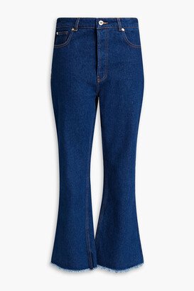 Frayed high-rise kick-flare jeans