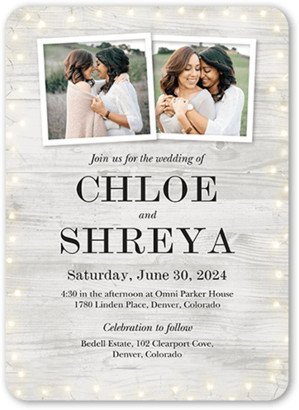 Wedding Invitations: Glowing Edges Wedding Invitation, Gray, 5X7, Matte, Signature Smooth Cardstock, Rounded