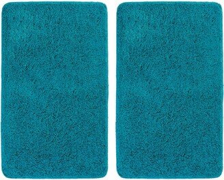 mDesign Non-Slip Microfiber Polyester Heathered Rug, 34x21, 2 Pack, Deep Teal