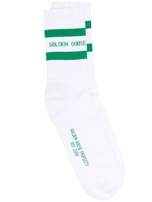 Logo-Intarsia Ribbed-Knit Ankle Socks