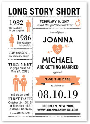 Save The Date Cards: Long Story Short Save The Date, Orange, Luxe Double-Thick Cardstock, Square