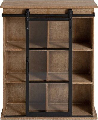 22 x 28 Barnhardt Decorative Wooden Wall Cabinet with Sliding Glass Door Rustic Brown - Kate & Laurel All Things Decor