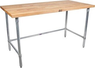 High-Quality Maple Wood Top Work Table with Galvanized Steel Base, 60 x 30 x 1.5-Inches