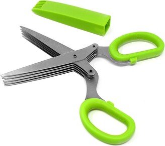 Multi Blade Herb Shears with Storage Sheath, Stainless Steel, Green