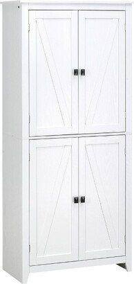 HOMCOM 72 Freestanding 4-Door Kitchen Pantry, Storage Cabinet Organizer with 4-Tiers, and Adjustable Shelves, White-AA