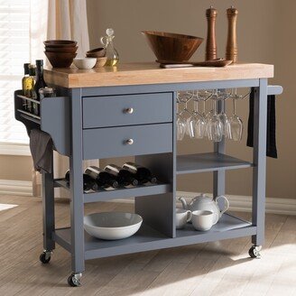 The Gray Barn Muckross Farmhouse Grey Wood Kitchen Cart