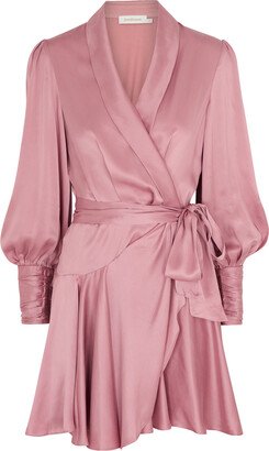 Silk-satin Mini Wrap Dress