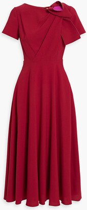 Bow-embellished crepe midi dress