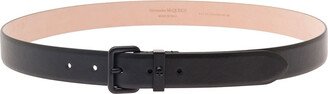 Black Belt With Tonal Buckle In Leather Man