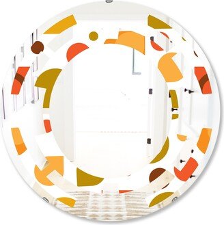 Designart 'Abstract Retro Geometric I' Printed Modern Round or Oval Wall Mirror - Space