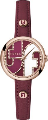 Furla Watches FURLA Cosy Red Genuine Leather Strap Watch (Model: WW00005016L3)