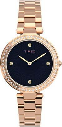 Women’s Adorn with Crystals 32mm Watch - Black Dial Rose Gold Tone Case & Bracelet