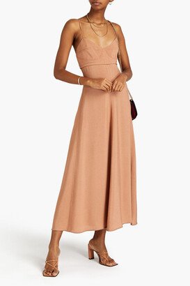 Topstitched crepe midi dress