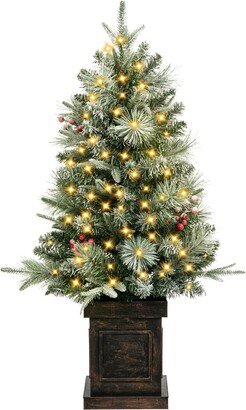 IDEALHOUSE 3ft Mini Prelit Premium Snow Flocked Artificial Christmas Tree