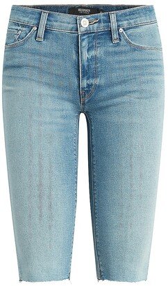 Amelia Mid-Rise Stretch Denim Knee Shorts