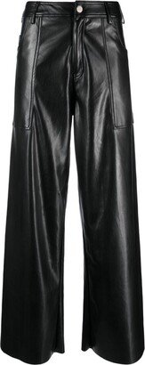 Wide-Leg Faux-Leather Trousers