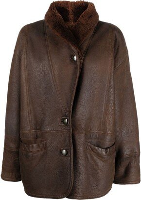 1980s Shearling Lapels Leather Coat