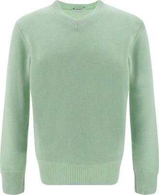 Long Sleeved V-Neck Knitted Jumper-AC