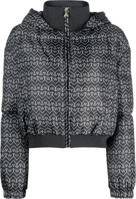 Monogram-Pattern Hooded Puffer Jacket