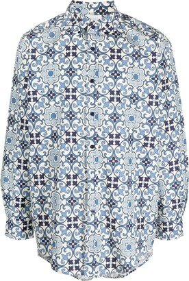 Faïence geometric-print cotton shirt