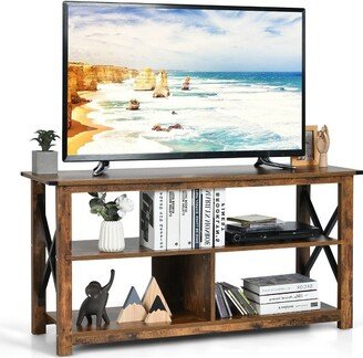 Modern Farmhouse TV Stand Entertainment Center for TV's up to 55'' w/Open Shelves