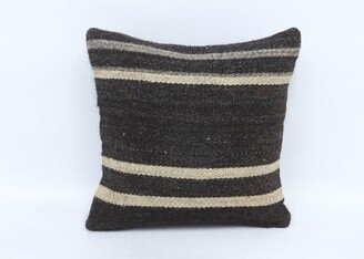 Designer Pillows, Kilim Pillow, Antique Brown Pillow Case, Striped Cover, Crochet Pattern 3823