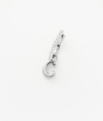 Initial Single Charm Hoop Earring - Initial C | Sterling Silver