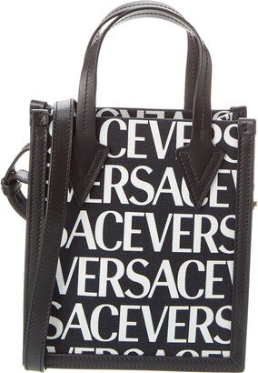 Allover Logo Canvas & Leather Tote