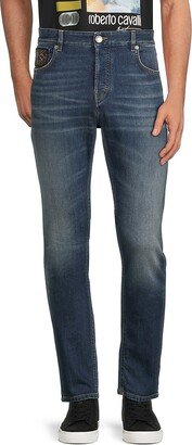 Roberto Men's Graphic Skinny Mid Rise Jeans