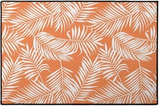 Door Mats: Palm Tree Leaves Door Mat, Orange