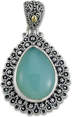 18K & Silver 11.70 Ct. Tw. Agate Pendant