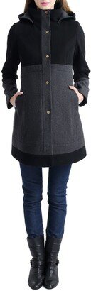 Tessa Colorblock Wool Blend Maternity Coat