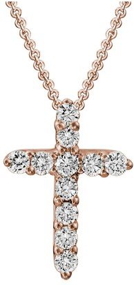 Diamond Select Cuts 14K Rose Gold 0.26 Ct. Tw. Diamond Cross Necklace