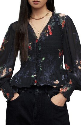 Maya Nancy Floral Smocked Blouse