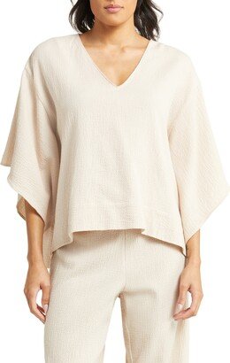 Onsen Cropped Cotton Sleep Shirt