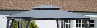 13x10Ft Outdoor Patio Gazebo Replacement Double Canopy Top Cover Only-AB