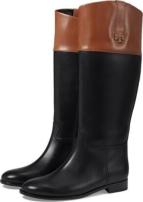 55 mm Double T Riding Boot (Perfect Black/Bourbon) Women's Boots