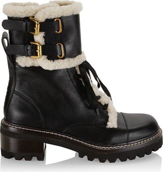 Mallory Shearling-Lined Leather Combat Boots