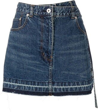 Raw-Cut Denim Wrap Shorts