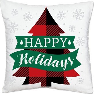 Big Dot Of Happiness Holiday Plaid Trees - Decorative Cushion Case - Throw Pillow Cover - 16 x 16 In