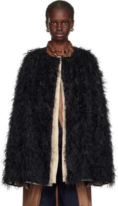 Black & Beige Reversible Faux-Fur Jacket