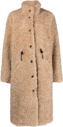 Single-Breasted Faux-Shearling Coat-AA