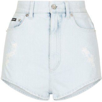 High-Waisted Denim Shorts-AM