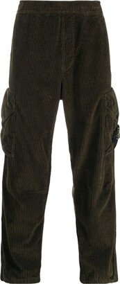 Compass-badge corduroy cargo trousers