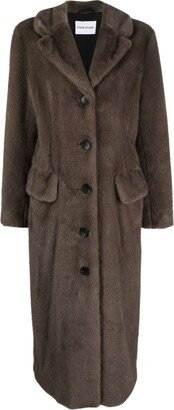 Notched-Collar Faux-Shearling Coat-AB