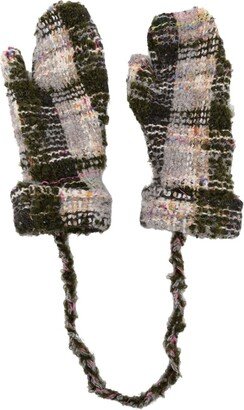 Plaid-Check Pattern Textured-Finish Gloves