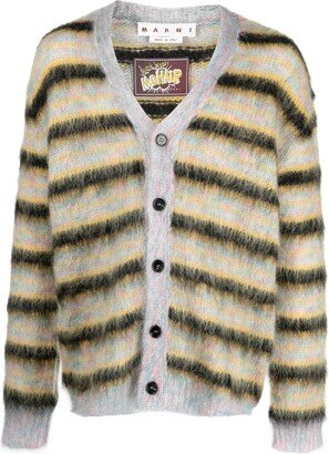 Striped Mohair-Blend Cardigan-AB