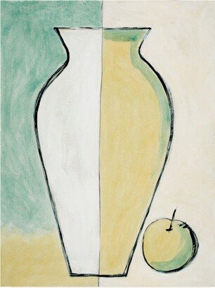 Pablo Esteban White and Yellow Vase with Apple Canvas Art - 36.5 x 48