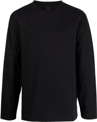 daisy-embroidered cotton T-shirt